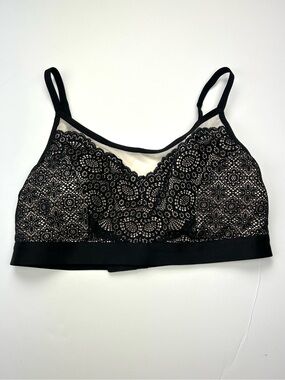 NEW Soma bralette Geo Mesh Scoop Neck Black Lace wireless removable pads size XL